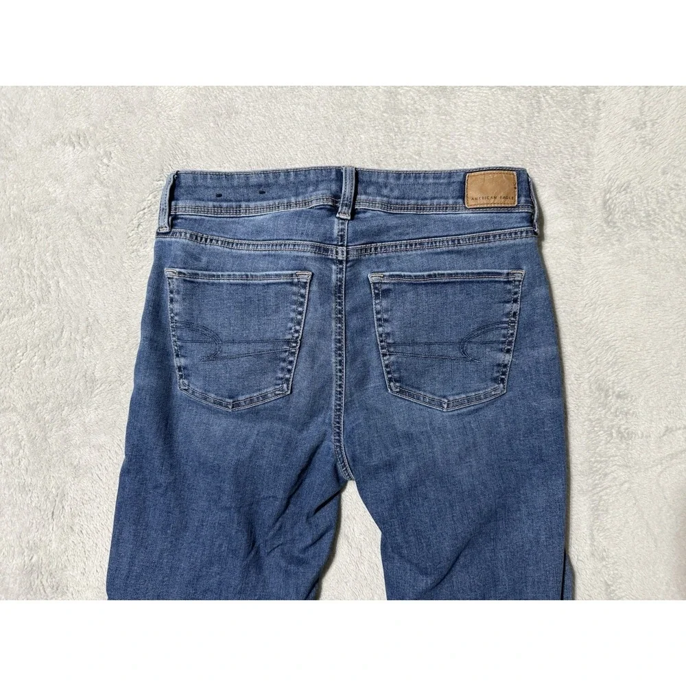 American Eagle Jeans Womens 8 Long Blue Kick Boot Bootcut Mid‎ Rise 30x32.5